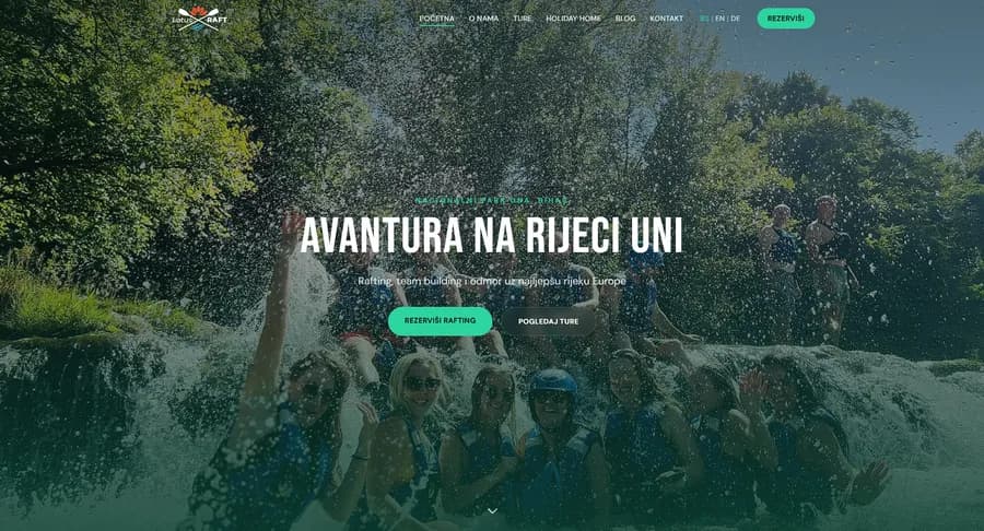 Website von Lotus Raft — Rafting und Abenteuer auf der Una.